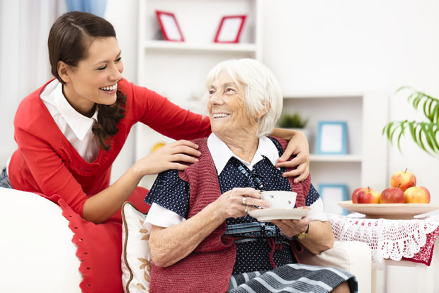 Older woman with carer